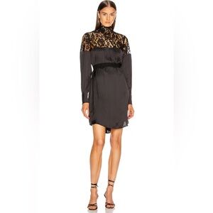 Smythe Black Full Sleeve Knee Length Dress with Lace Details (Size Large)